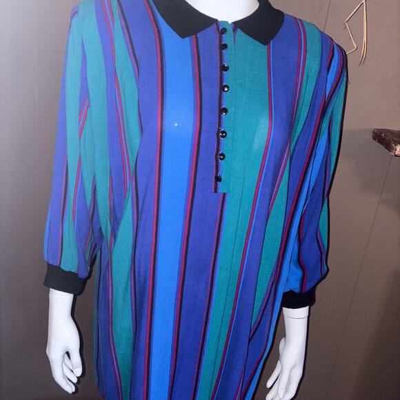 Vintage Shirley K Striped  Dress Sz 10 - Picture 1 of 9